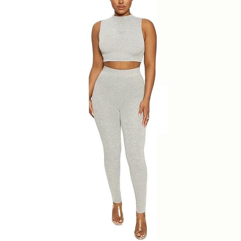 KittenAlarm - Dee Halter Neck Crop Top & High Waist Leggings Set