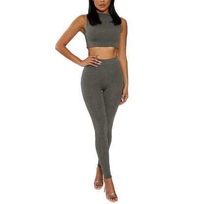 KittenAlarm - Dee Halter Neck Crop Top & High Waist Leggings Set