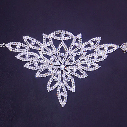 Floral Rhinestone Choker Necklace - Silver