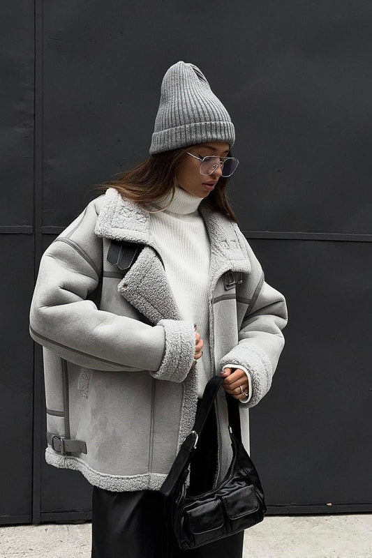 Sherpa Lined Motorcycle Style Coat