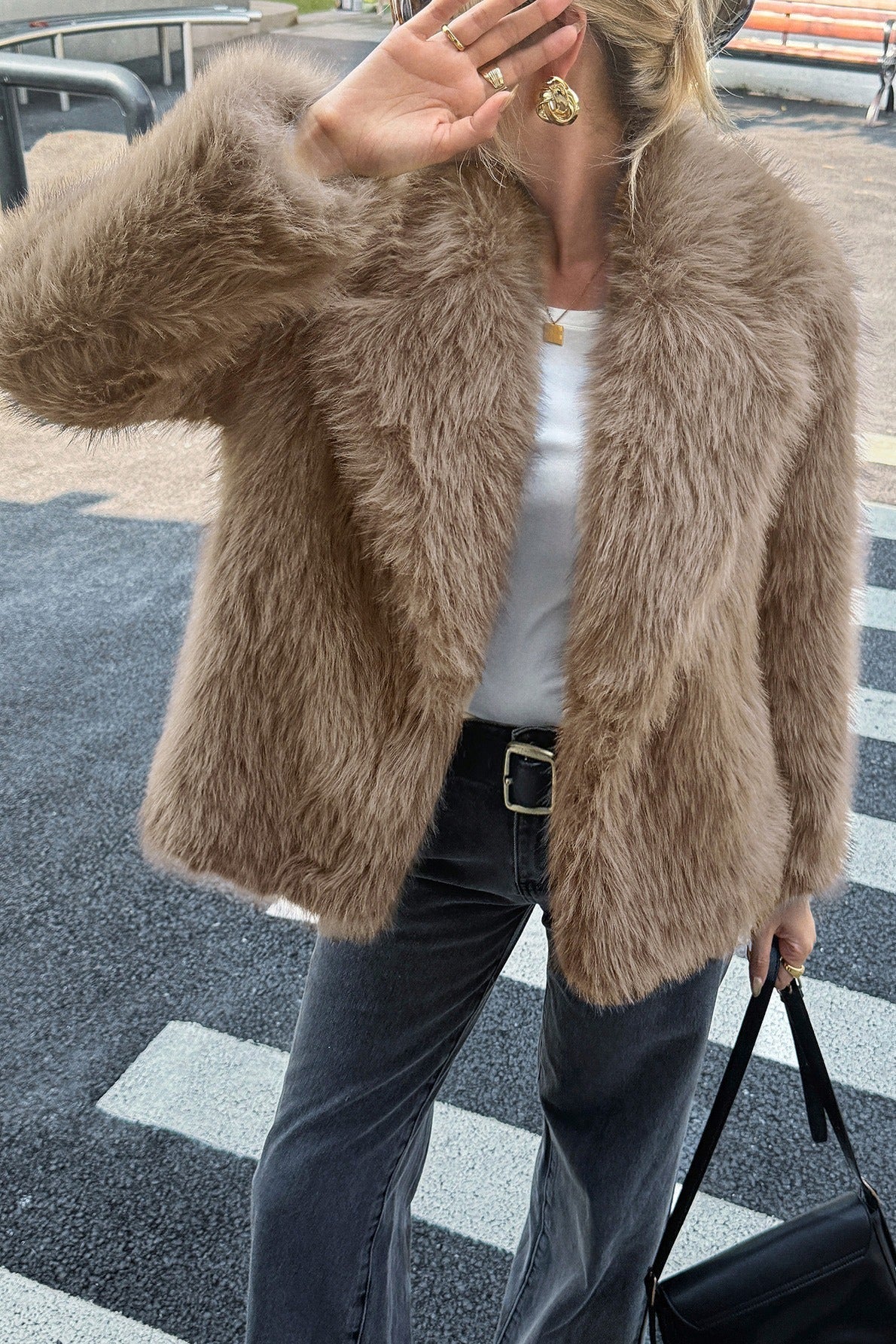 Soft Plush Casual Long Sleeve Coat