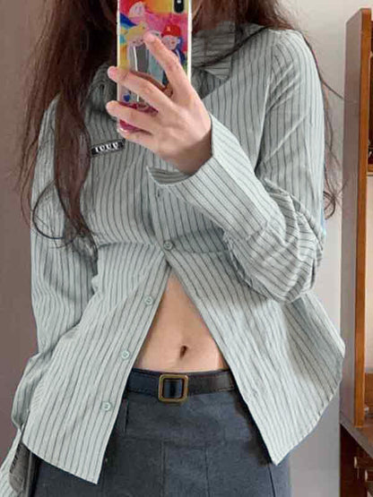 Fresh Stripe Print Slim Long Sleeve Shirt
