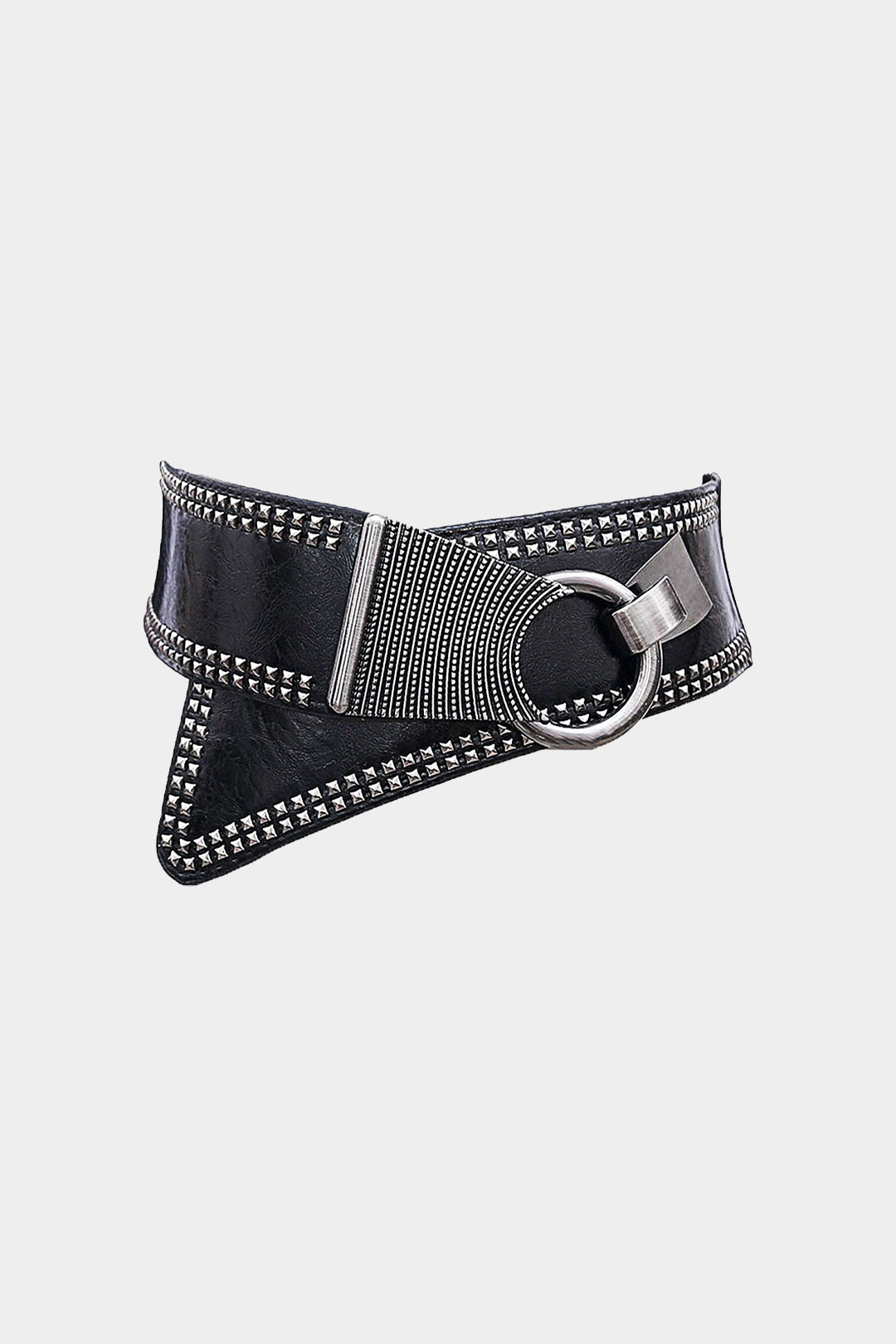 Faux Leather Rivet Wide Corset