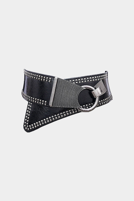Faux Leather Rivet Wide Corset