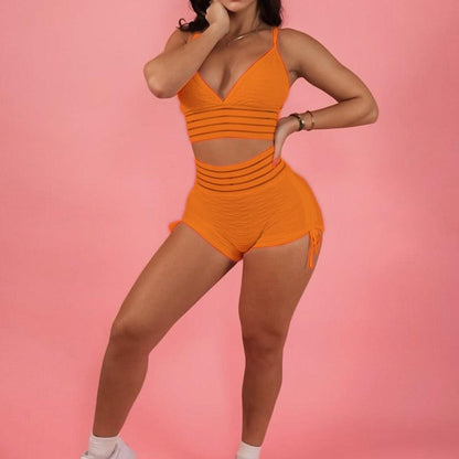 KittenAlarm - Diana Insert Mesh Bra & High Waist Drawstring Mini Shorts Set