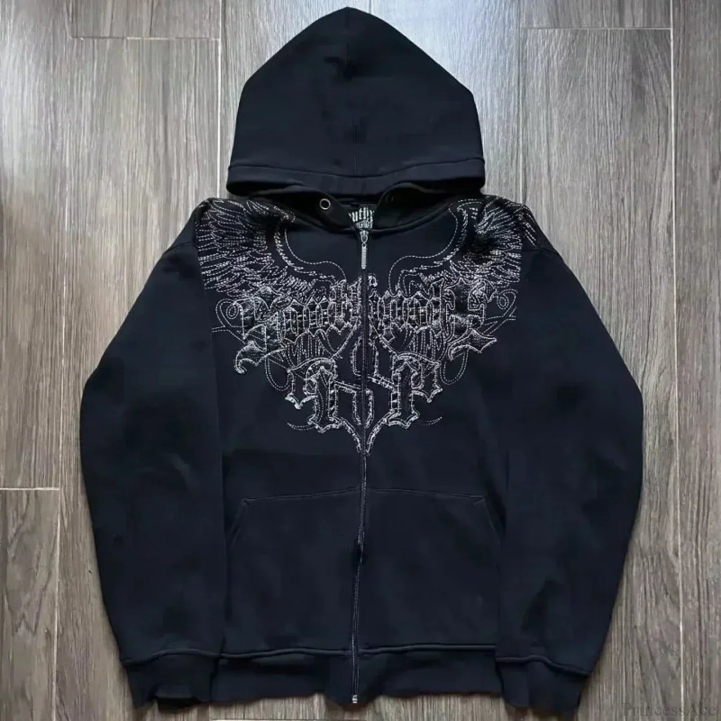 Distress Vintage Gothic Skull Hoodie