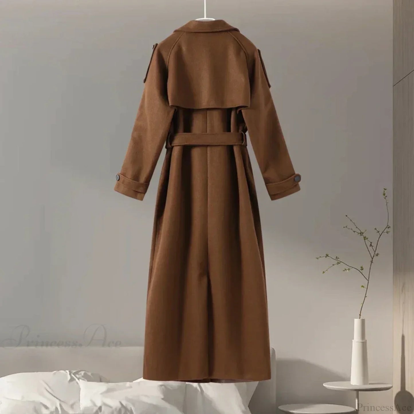 Double-Breasted Wool Belted Overcoat