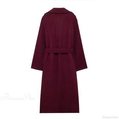 Double-Breasted Wool Belted Overcoat