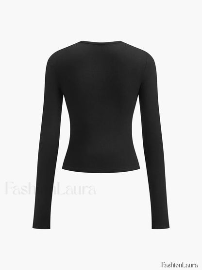 Double Keyholes Long Sleeve Top