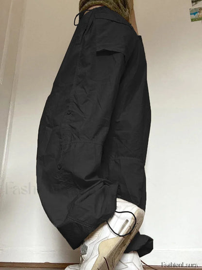Drawstring Low Waist Baggy Cargo Pants