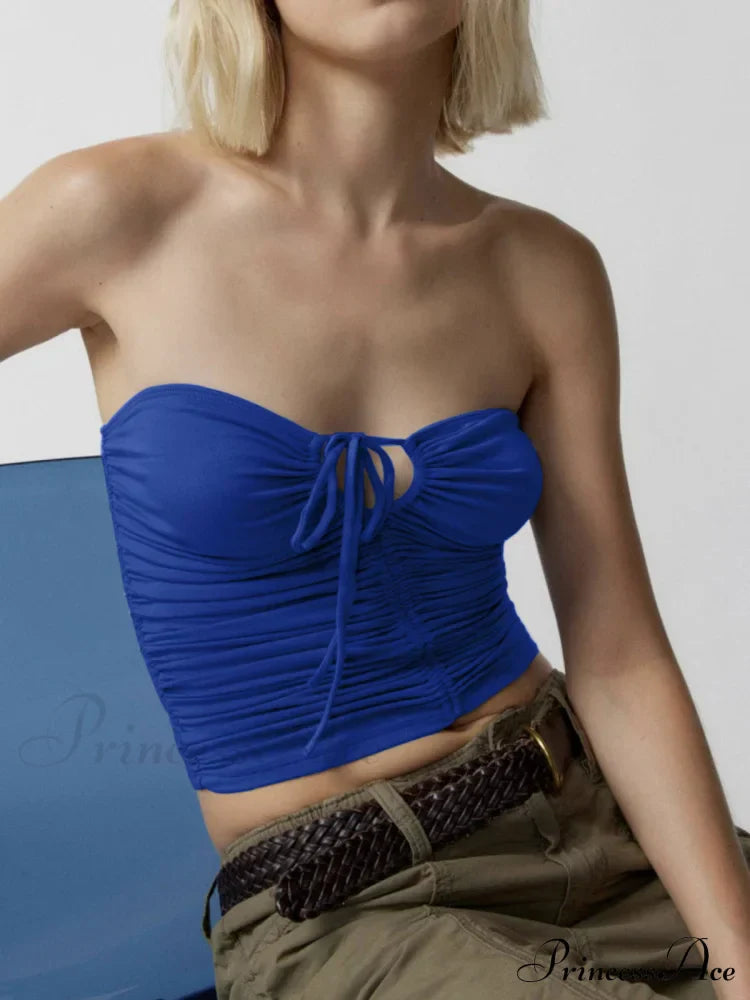 Drawstring Ruched Graceful Crop Tube Top