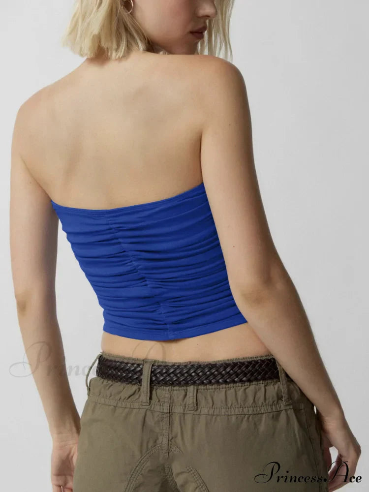 Drawstring Ruched Graceful Crop Tube Top