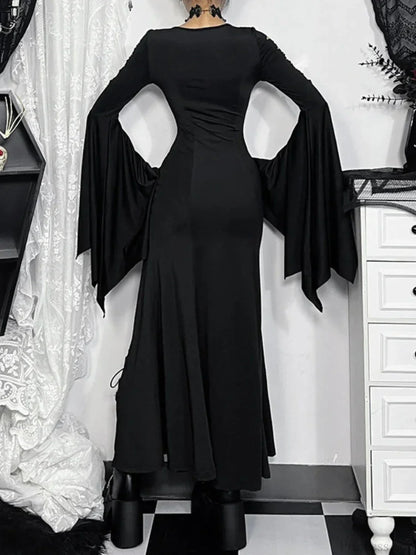 Dress Hollow Blaze Sleeve Tall Waist Maxi Garb