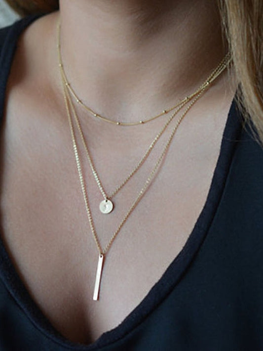 Chic Modern Geometry Necklace for Women - 3 Layered Design for All Seasons