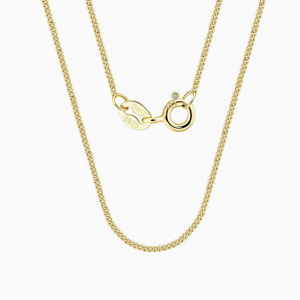 Dynamic Silver Polished 1MM Curb Chain Necklace