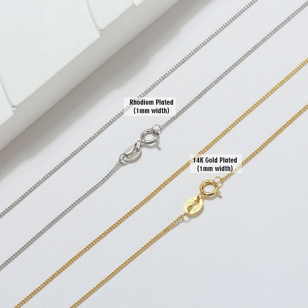Dynamic Silver Polished 1MM Curb Chain Necklace