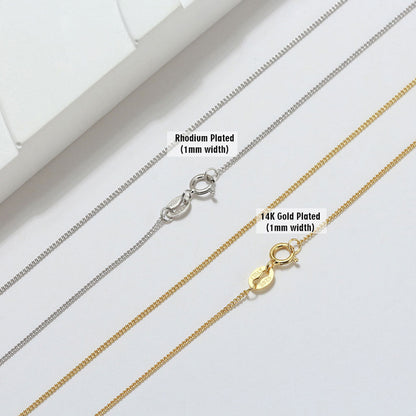 Dynamic Silver Polished 1MM Curb Chain Necklace