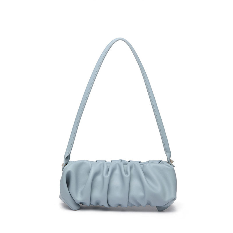 Ruched Faux Leather Crossbody Bag