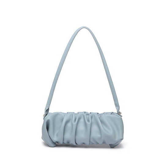 Ruched Faux Leather Crossbody Bag