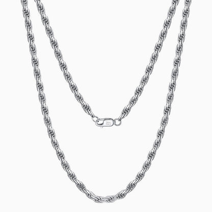 Twisted Rope Sterling Silver 1.5MM Chain Necklace
