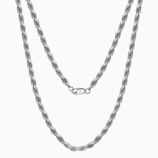 Twisted Rope Sterling Silver 1.5MM Chain Necklace