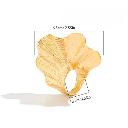 3D Ginkgo Leaf Sculpted Metal Knuckle Ring