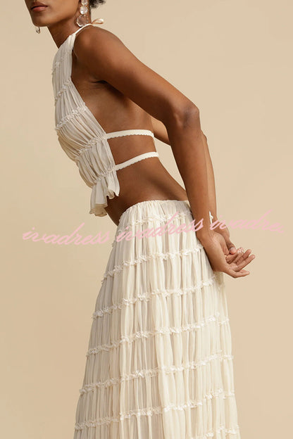 Passion and Romance Pleated Back Elastic Straps Adjustable Halter Tank