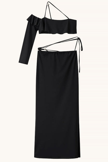 Tie Front Crop Top Bodycon Mini Skirt Set