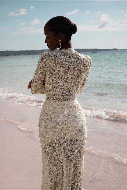 | Lace Cutout Bodycon Maxi Dress