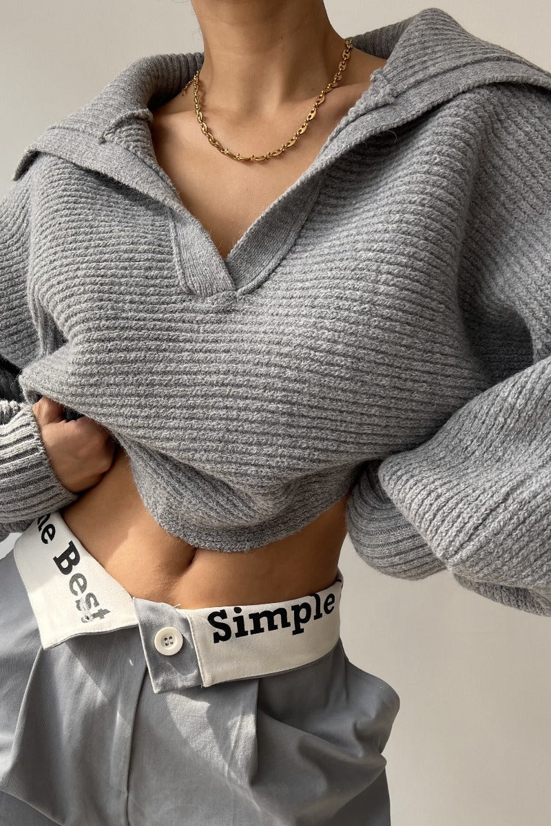 Long Sleeve Collar Knit Sweater