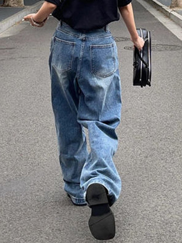 Washed High Waist Baggy Boyfriend Jeans