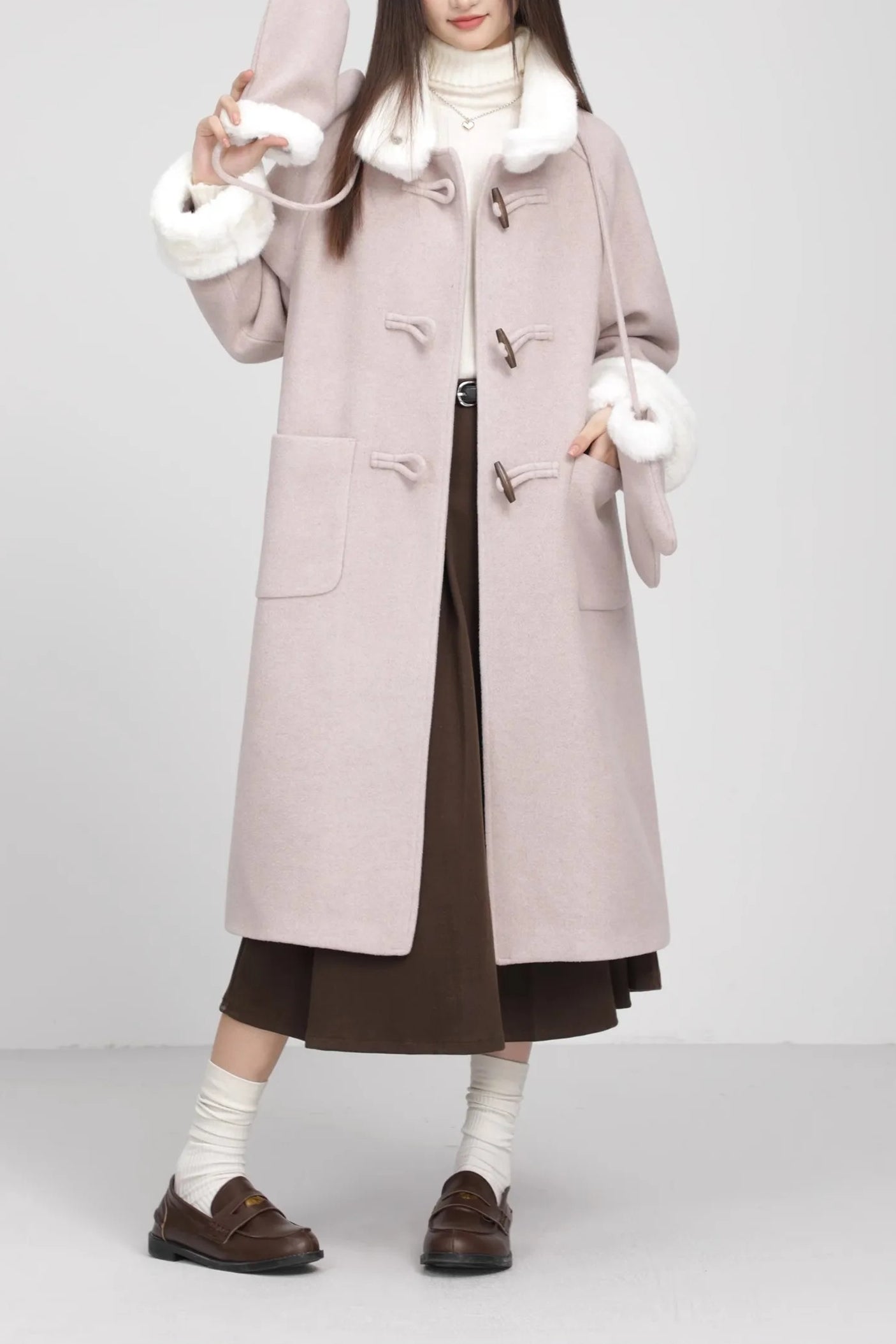 Retro Patchwork Horn Button Overcoat