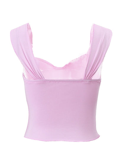 Low Cut Pleated Fungus Tank Top