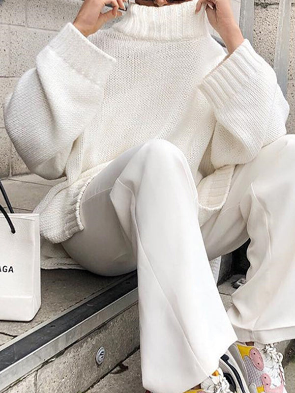 Solid Color Oversized Sweaters