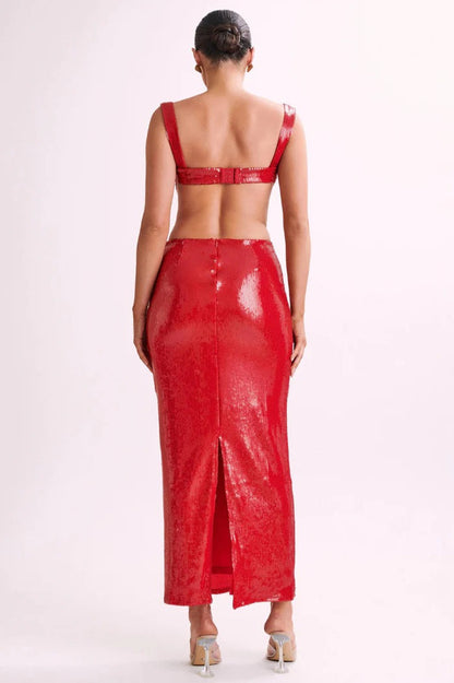 Sexy Backless Slim Spaghetti Strap Sequin Dress