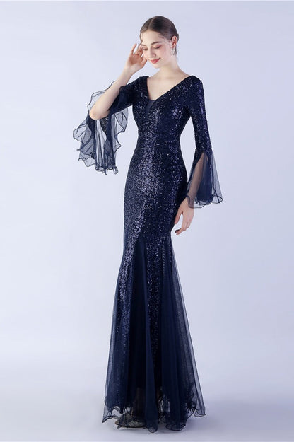 Sequin Ruffled Mesh Party Dress