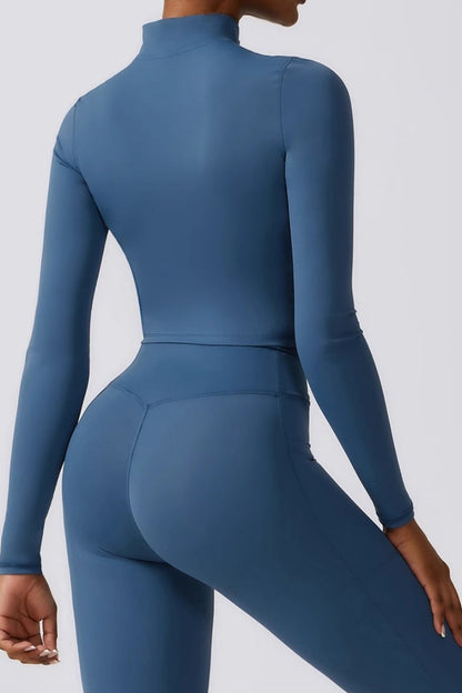 Quick Dry Stand Collar Zip Jacket Leggings Activewear Set