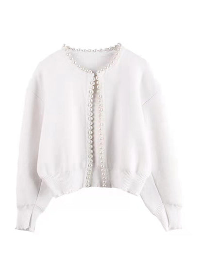 Vintage Pearl Trim Knit Cardigan