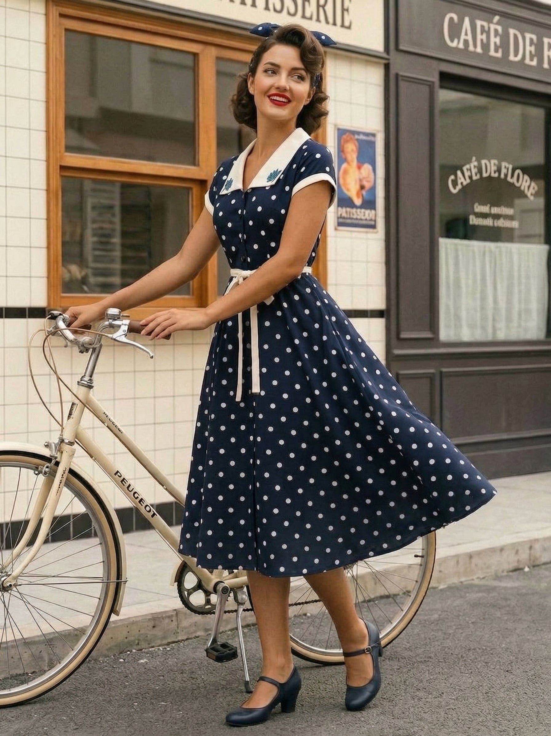 Polka Dot Midi Vintage Dress Belted Hepburn Style Summer Co-ord Set For Women 2026