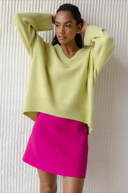 V Neck Long Sleeve Relaxed Sweater