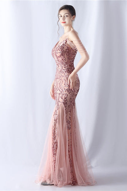 | Beaded Mesh Maxi Dress
