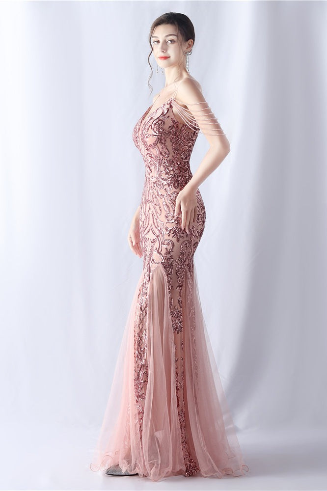 | Beaded Mesh Maxi Dress
