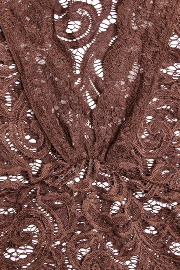 V Neck Flares Sleeve Lace Dress