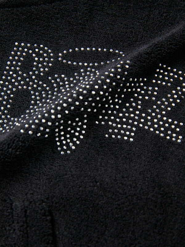 Letter Rhinestone Print Short Hoodie