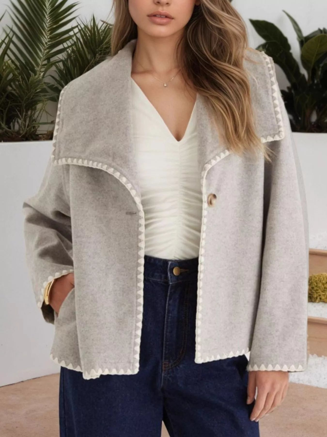 Grey Stitched Jacket