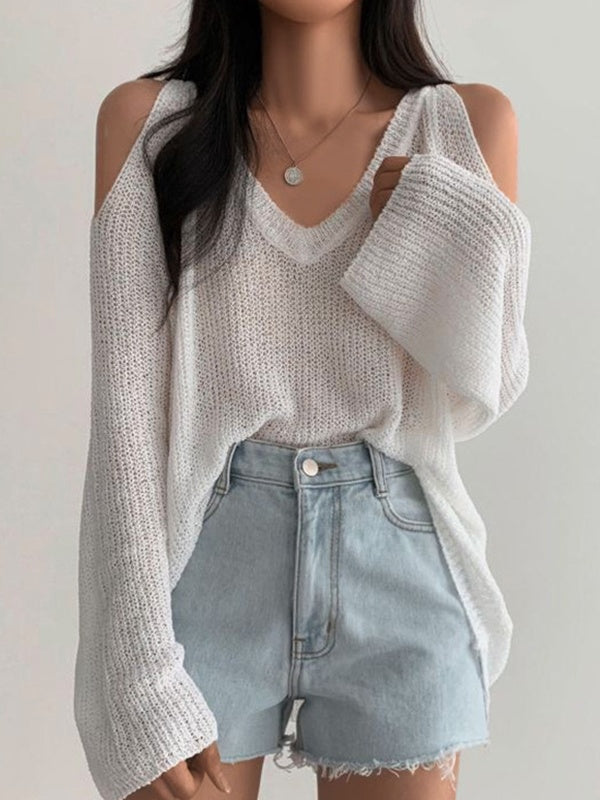 V Neck Cutout Knit