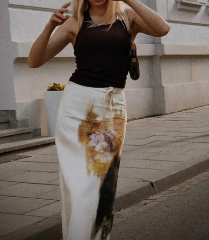 Versatile Printed High Waist Skirt