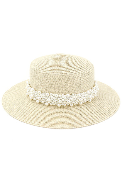Pearl Embellished Beach Hat