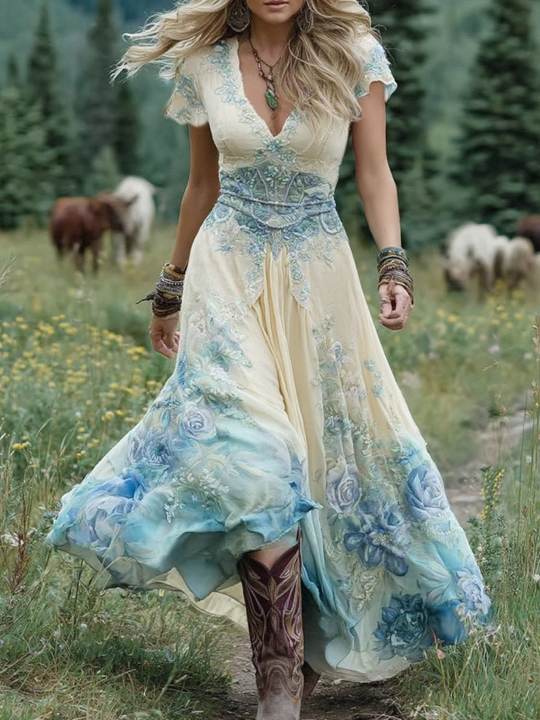 Mavis™ – Elegant Floral Maxi Dress