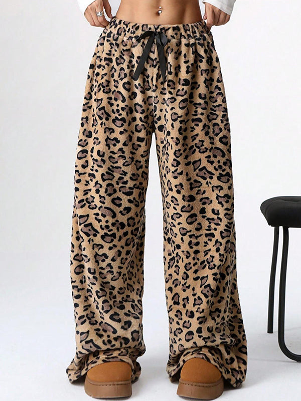 Leopard Print Wide Leg Pants
